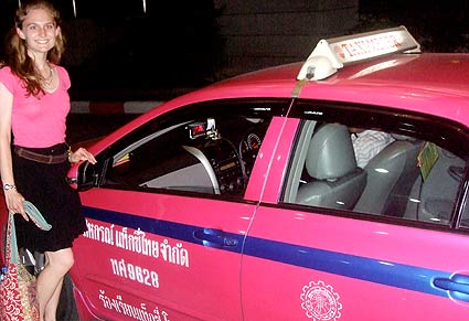 Bangkok pink taxi