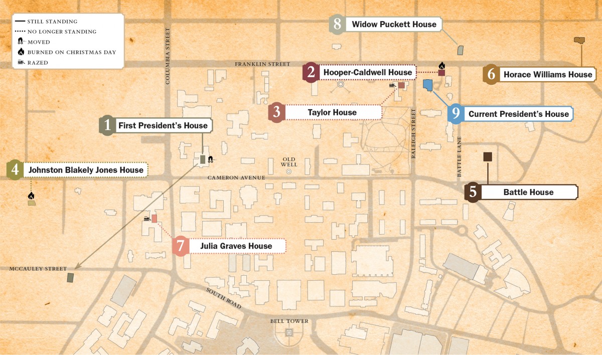 Map to the presidents' houses