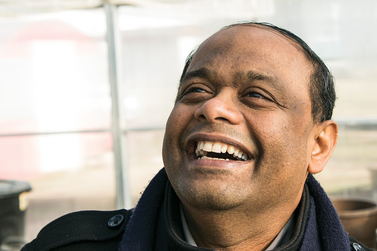 The people in charge of various components of the farm invariably point to the vision of Thava Mahadevan ’92 (MS), who came to the U.S. to study after his family escaped ethnic violence in his native Sri Lanka. After earning his master’s at Carolina in 1992, Mahadevan worked on the institutional side of mental illness, then spent 10 years assimilating clients into the community. The company he started to do that was taken in by UNC’s Center for Excellence in Community Mental Health, and he became the inspiration behind the Farm at Penny Lane. Photo by Jason D. Smith '94