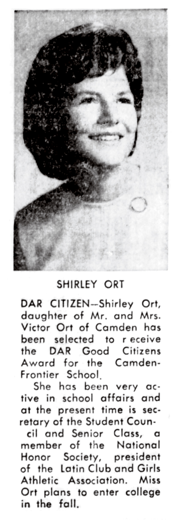 As a senior, Ort finally had plans to go to college. (The Hillsdale Daily News, 1963)