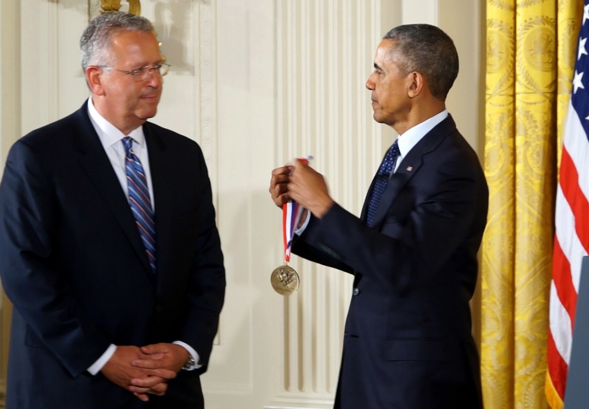 President Barack Obama presents the National Medal of Technology and Innovation to Joseph DeSimone