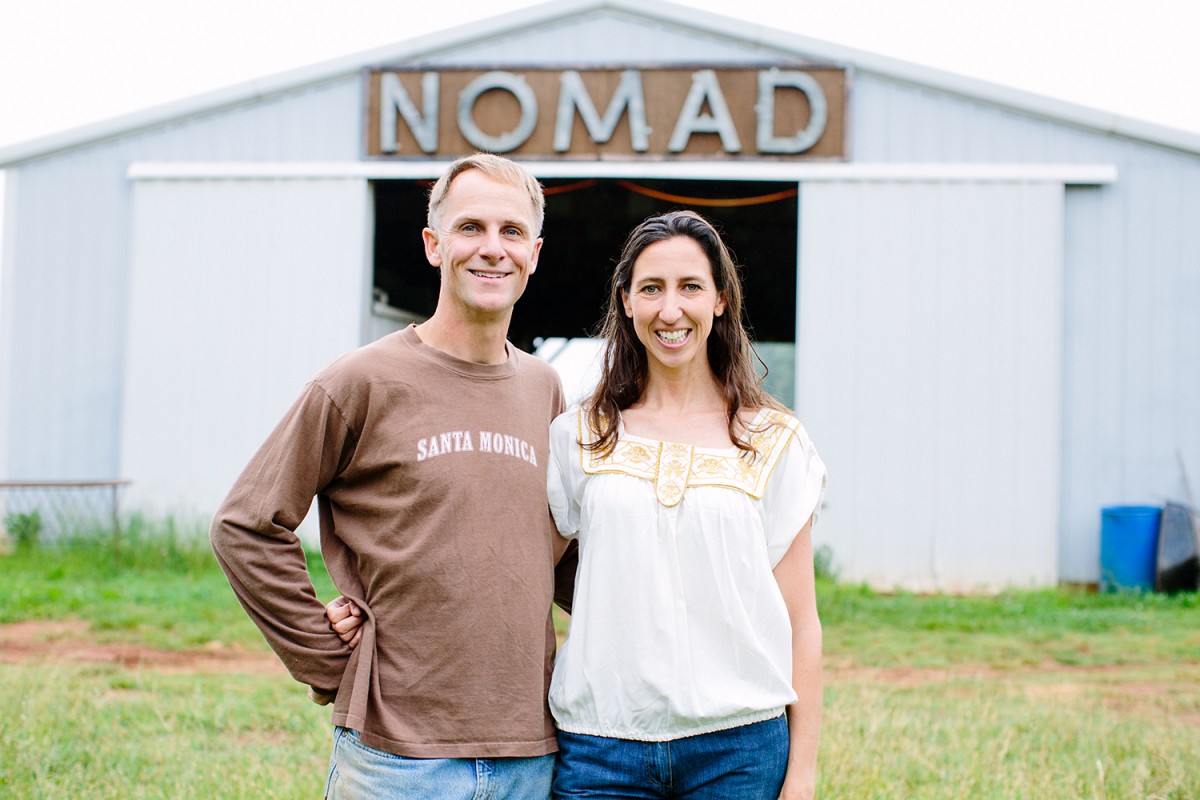 Mark Nicholson '97 and Dana Reddick Nicholson '97, of NOMAD Farms in Tobaccoville, NC. Photo by Anna Routh Barzin '07