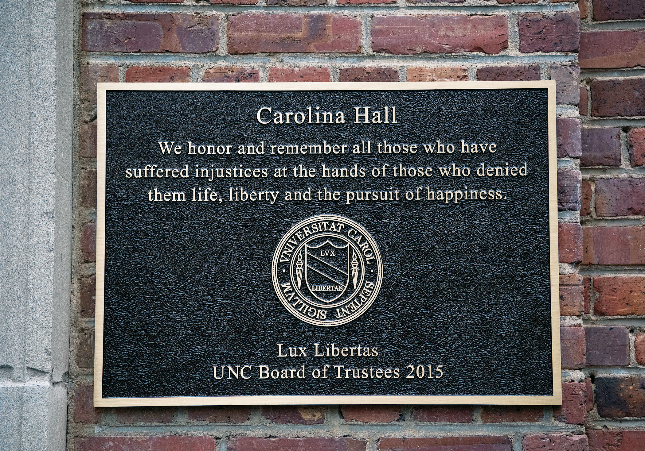 plaque on the building’s exterior