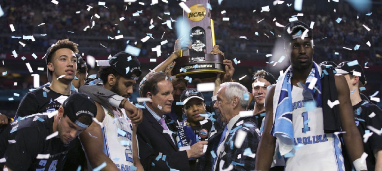 The Tar Heels win their sixth national championship in a close game with Gonzaga. (UNC photo by Jeffrey Camarati)